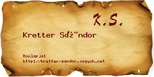 Kretter Sándor névjegykártya